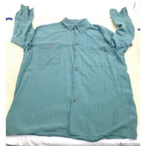 Bobby Chan Seafoam Green Button Up Casual Short Sleeve‎ Shirt Dunes Logo Xl